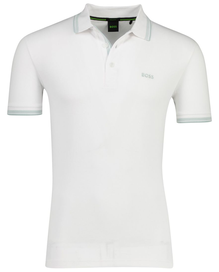 Boss Green Paddy poloshirt 3 knoops wit
