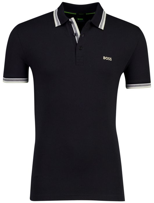 Boss Green Paddy poloshirt pique zwart effen
