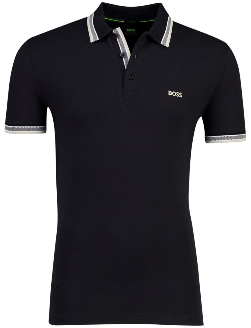 Polo Boss Green Paddy poloshirt zwart pique effen