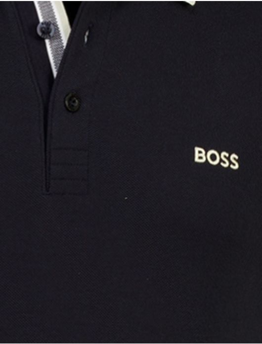 Boss Green Paddy poloshirt pique zwart effen