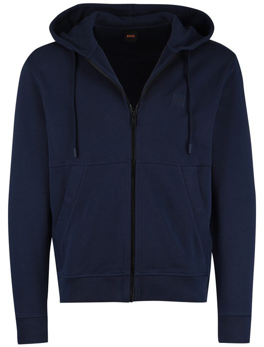 BOSS Orange Zetalky navy sweatvest met capuchon en zwarte rits