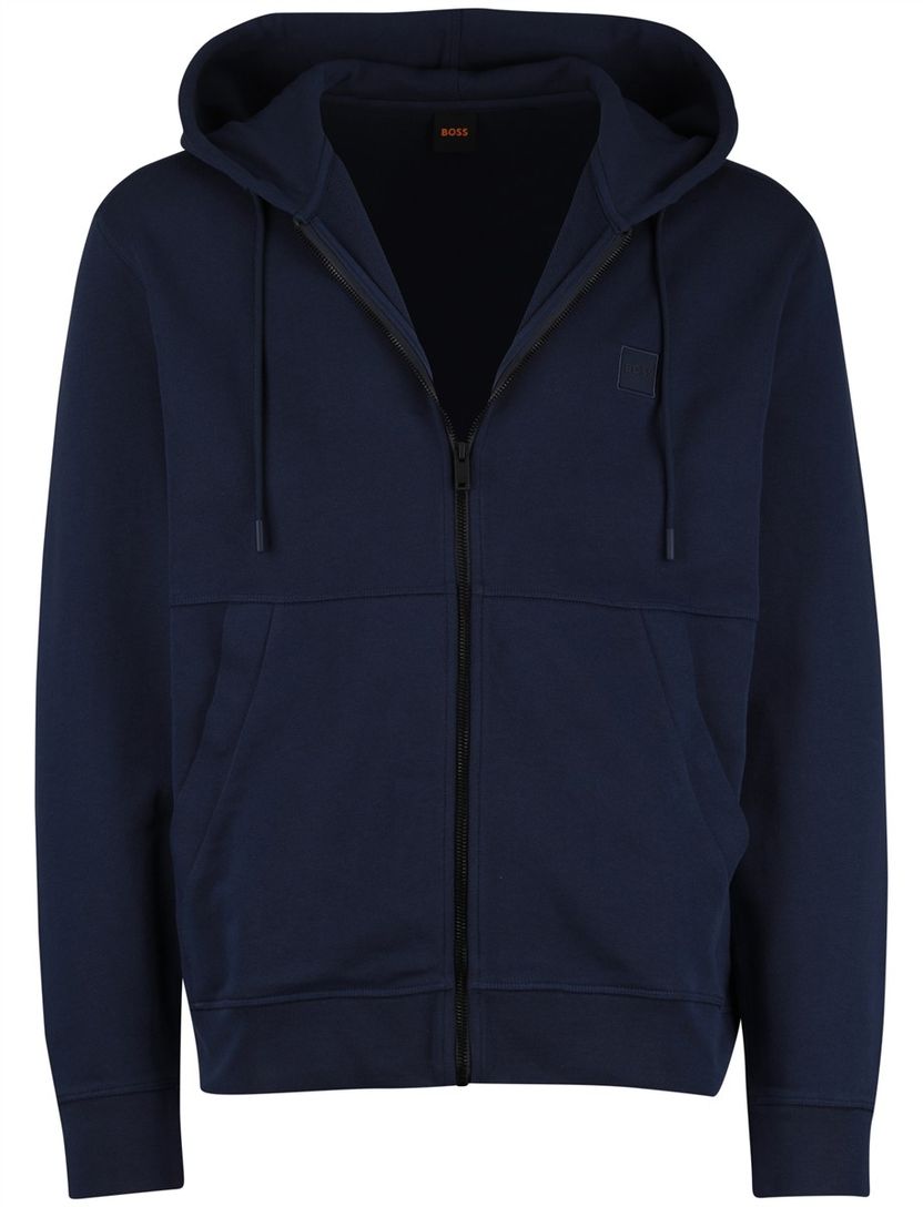 sweatvest Boss Orange Zetalky navy capuchon rits normale fit