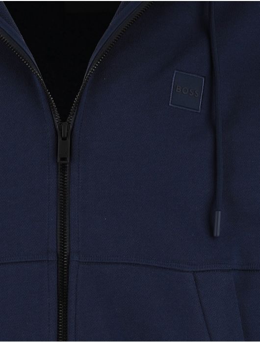 BOSS Orange Zetalky navy sweatvest met capuchon en zwarte rits