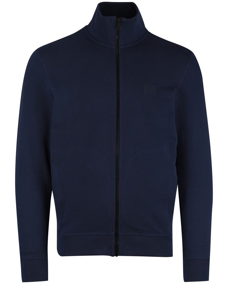 Zestart vest BOSS Orange navy hoge hals en ritssluiting