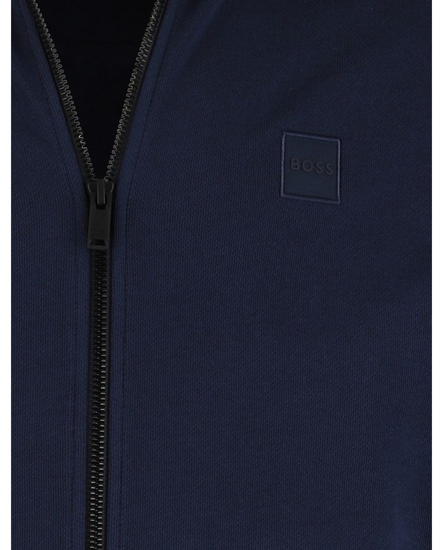 Zestart vest BOSS Orange navy hoge hals en ritssluiting