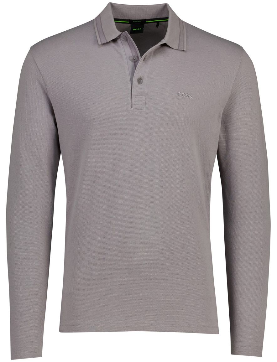Boss Green Plisy grijs poloshirt pique logo