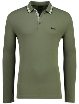 Hugo Boss 100% katoen green poloshirt Boss Green Plisy lange mouw 3-knoops