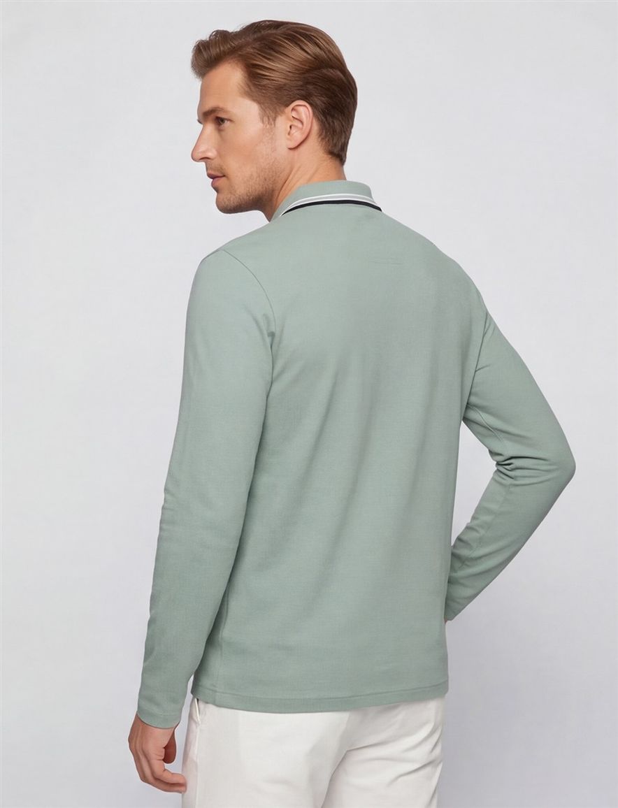 Boss Green Plisy poloshirt groen normale fit 3 knopen