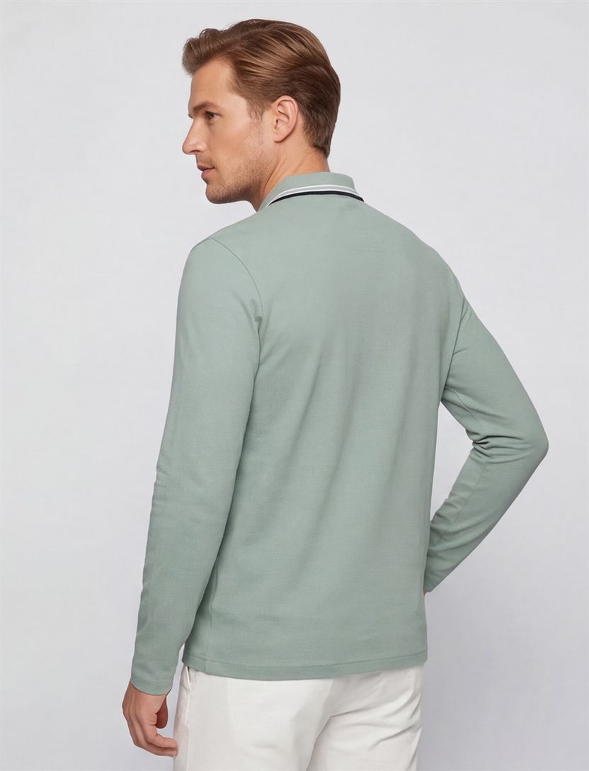 Boss Green polo lange mouw groen