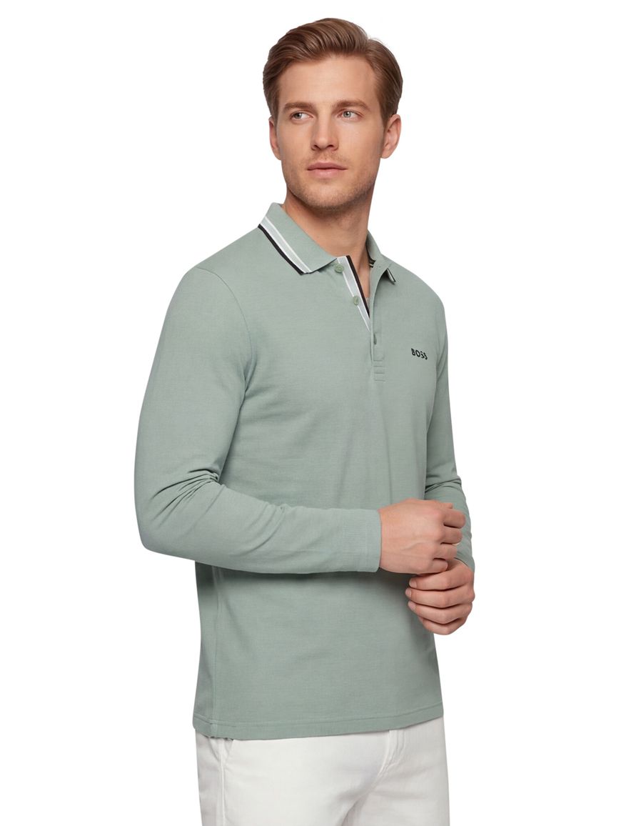 Boss Green Plisy poloshirt groen normale fit 3 knopen