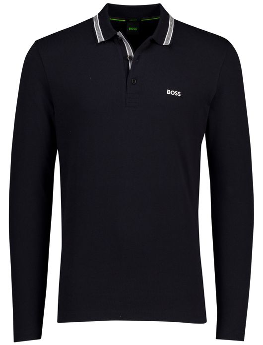 Boss Green Plisy donkerblauw poloshirt pique logo