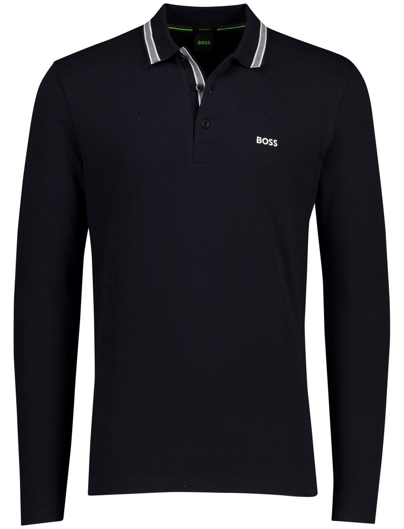 Donkerblauw poloshirt Boss Green normale fit 3 knopen