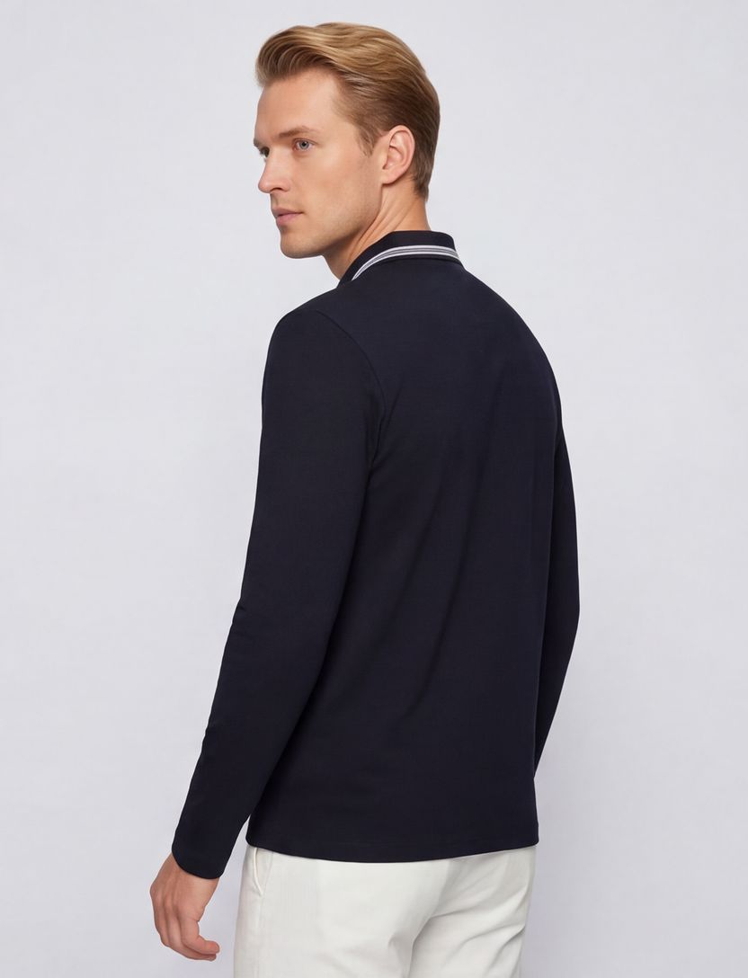 Donkerblauw poloshirt Boss Green normale fit 3 knopen