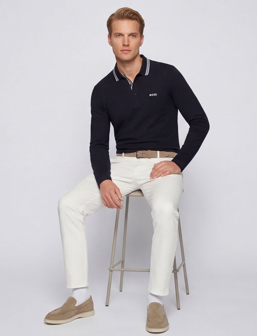 Donkerblauw poloshirt Boss Green normale fit 3 knopen