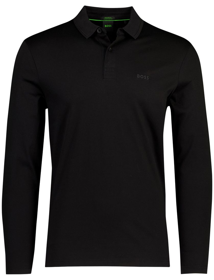 Zwart poloshirt Boss Green Piro 3 knoops luxury cotton