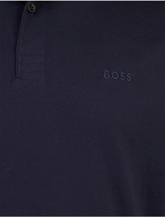 Boss Green Piro poloshirt lange mouw navy 3 knoops