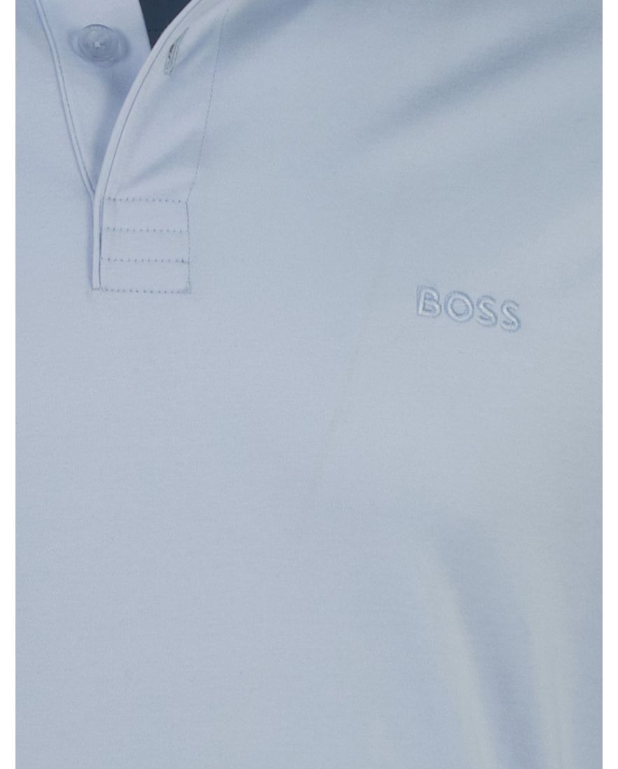 Poloshirt Boss Green Piro lange mouw jersey effen lichtblauw