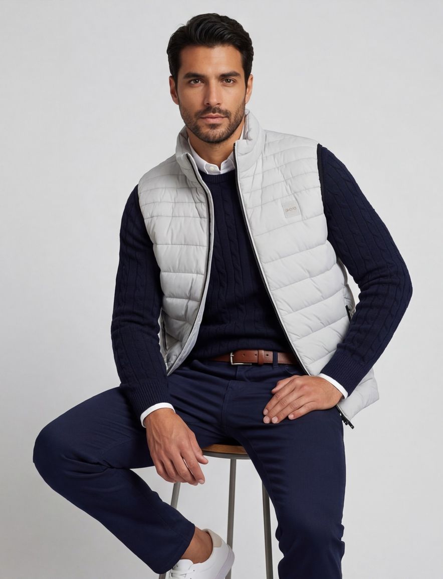 BOSS gewatteerde bodywarmer grijs