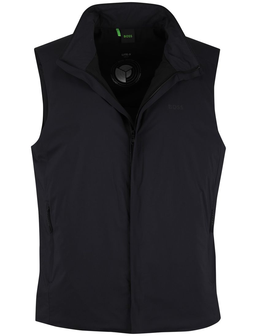 Zwarte bodywarmer Boss Green Lite-x effen polyamide