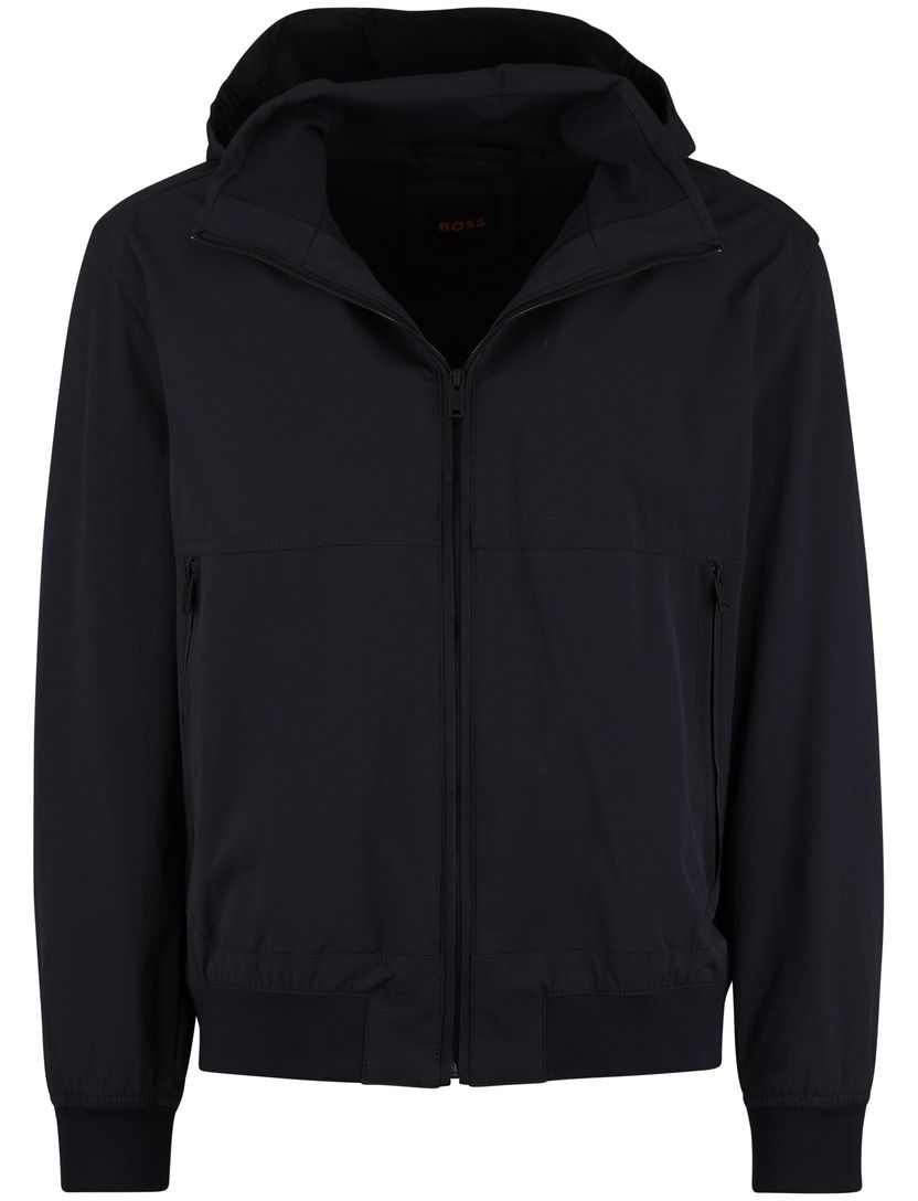 Zomerjas Boss Orange Orki donkerblauw capuchon normale fit