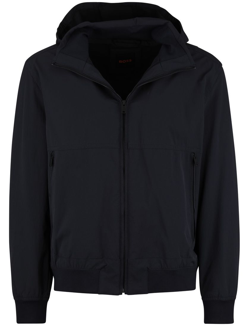 Zomerjas Boss Orange Orki donkerblauw capuchon normale fit