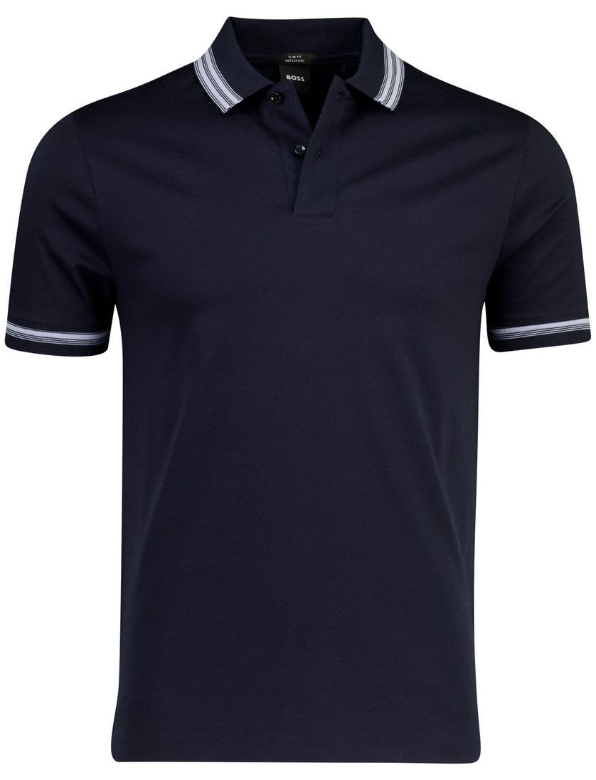 Navy poloshirt Boss Black H-Phillipson slim fit jersey 2-knoops