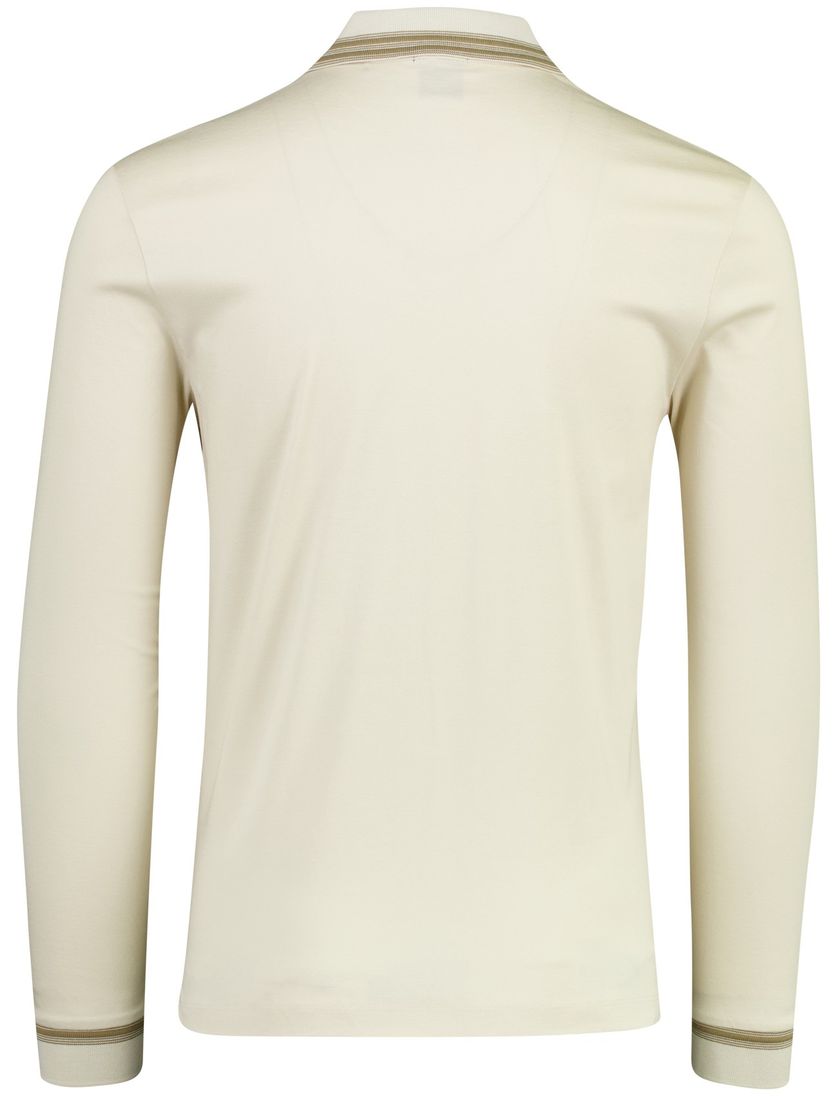 Beige lange mouw poloshirt 2-knoops Boss Black Slim Fit