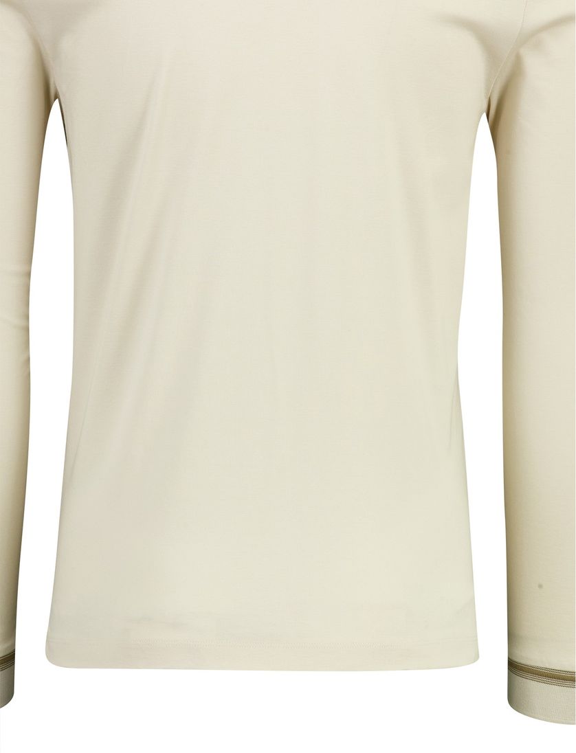 Beige lange mouw poloshirt 2-knoops Boss Black Slim Fit