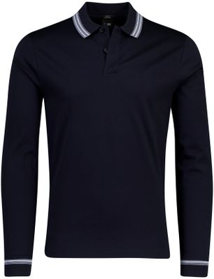 Hugo Boss Boss Black poloshirt H-pleins Slim Fit lange mouw navy katoen