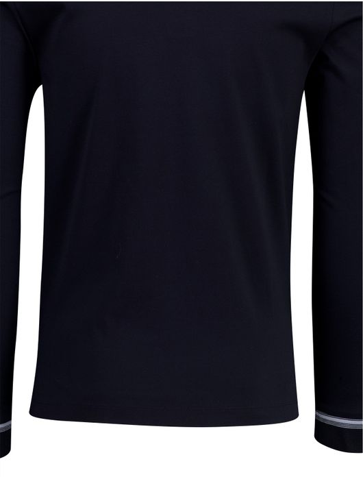 Boss Black poloshirt H-pleins Slim Fit lange mouw navy katoen