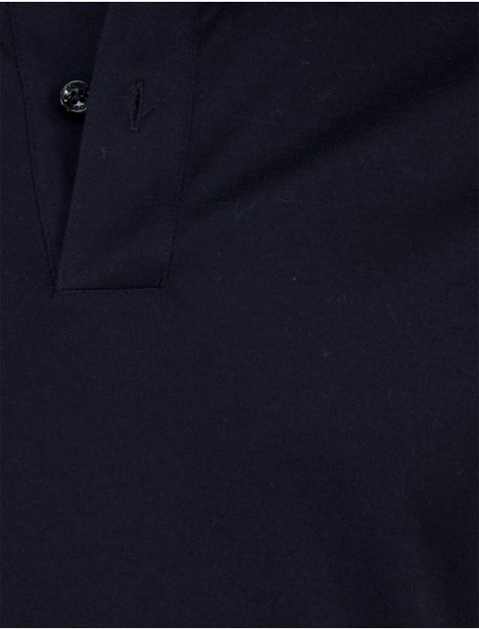 Boss Black poloshirt H-pleins Slim Fit lange mouw navy katoen