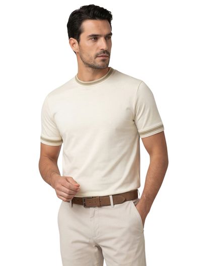 Hugo Boss Beige katoenen ronde hals t-shirt Boss Black H-Tessler