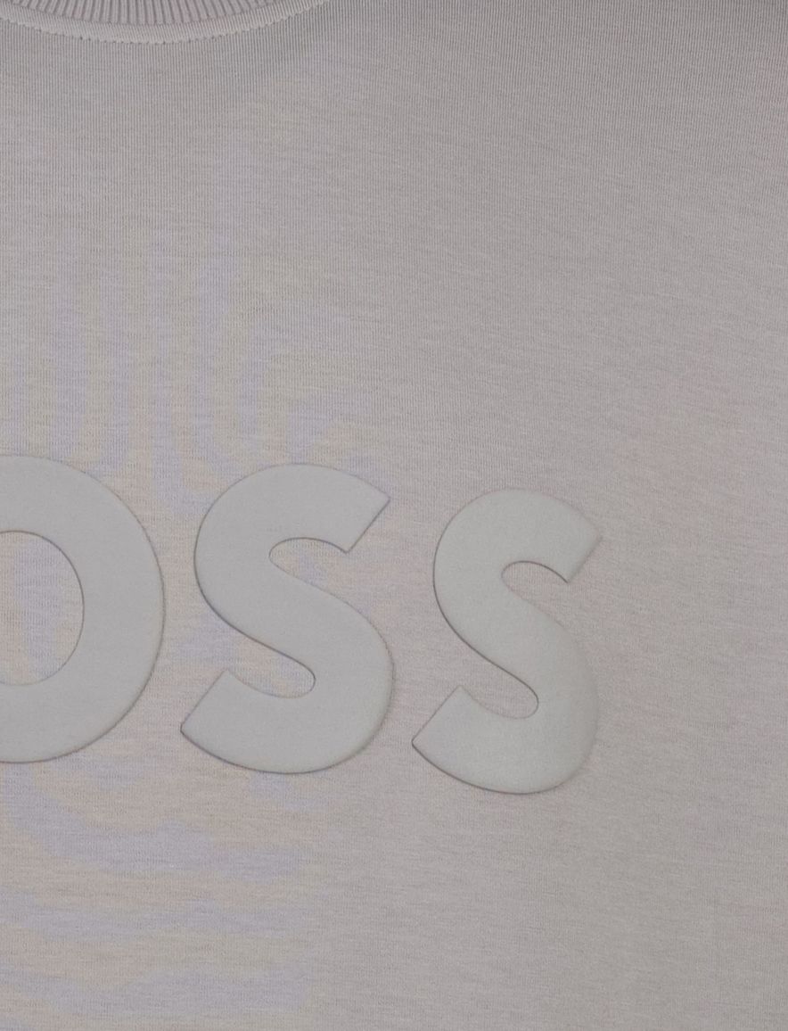 Grijze Boss Green Salbo sweater grijs logo opdruk