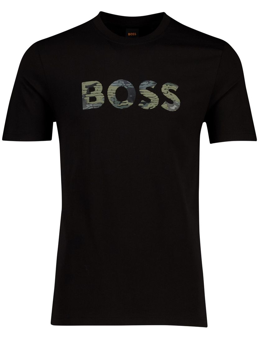t-shirt zwart Boss Orange Teinsignia opdruk