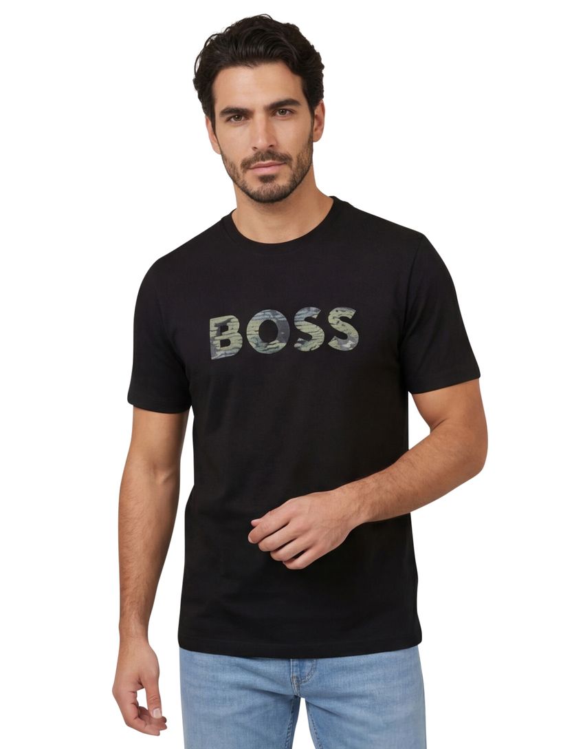 t-shirt zwart Boss Orange Teinsignia opdruk