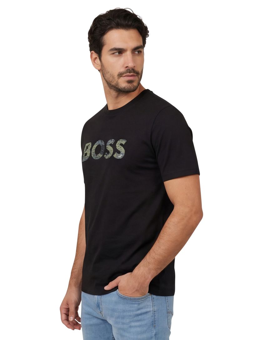 t-shirt zwart Boss Orange Teinsignia opdruk