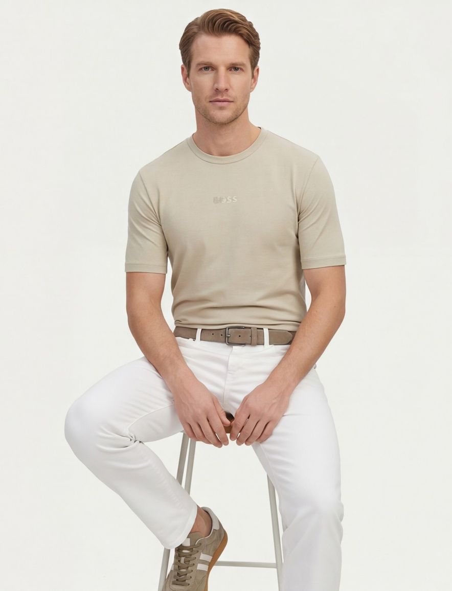 Boss Green TS join grx t-shirt met opdruk beige