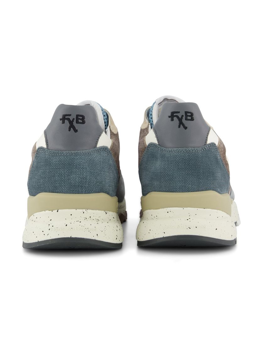 Lage sneakers Floris van Bommel blauw en beige effen