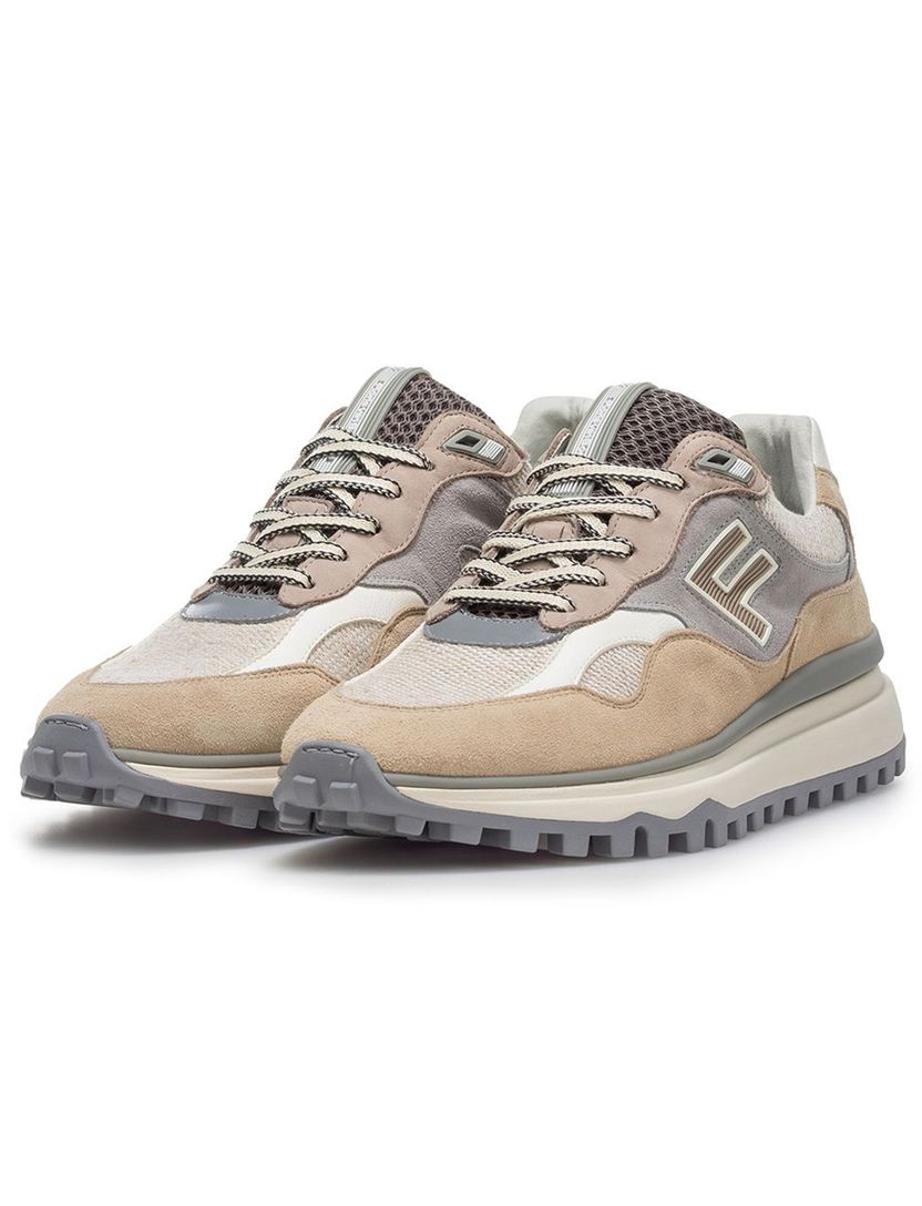 Comfortabele Van Bommel sneaker bruin textiel met print