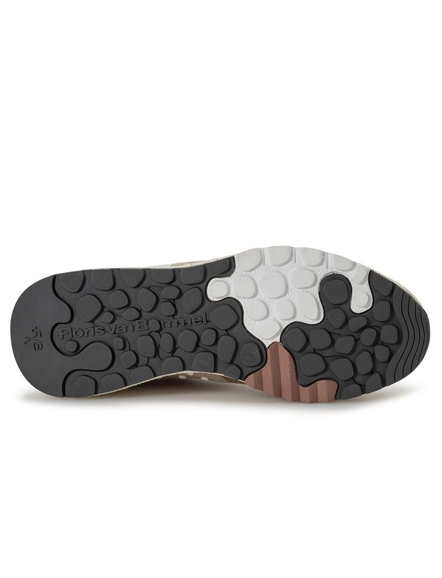 Sneaker Van Bommel olijfgroen textiel geprint met zool