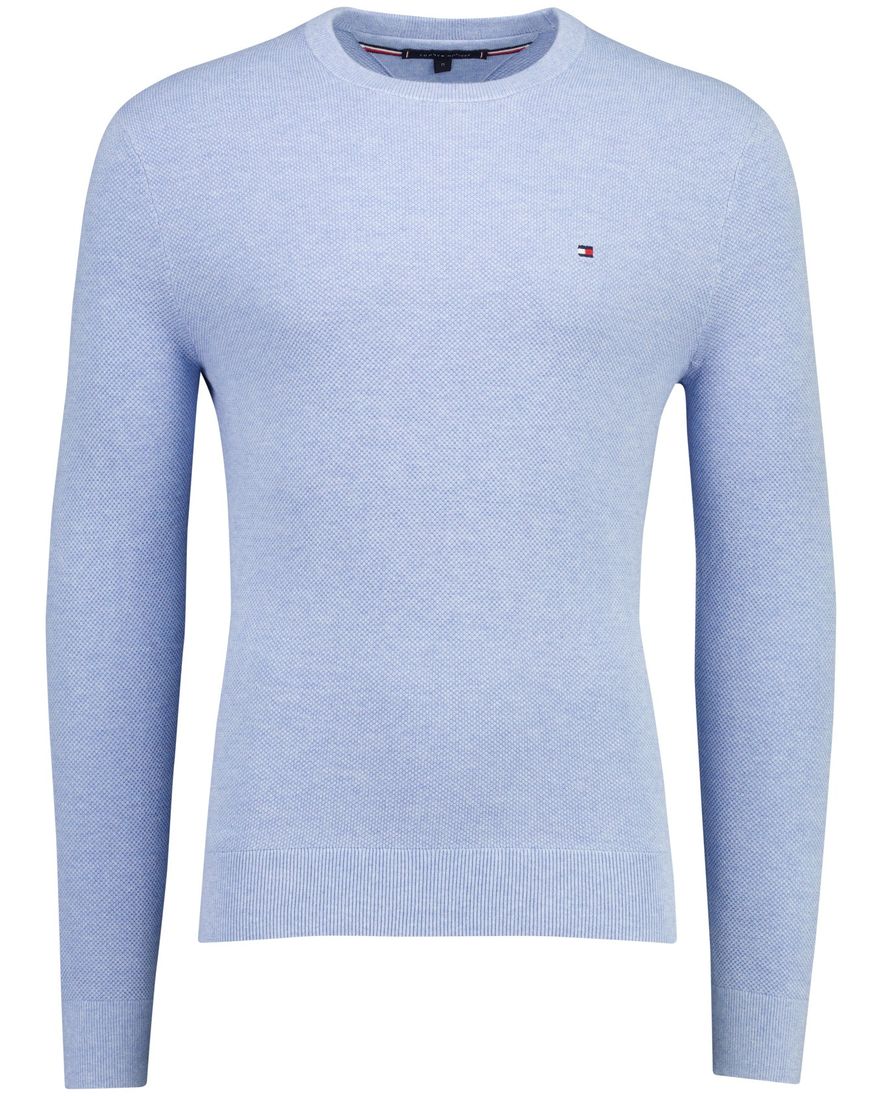 trui ronde hals Tommy Hilfiger lichtblauw structuur