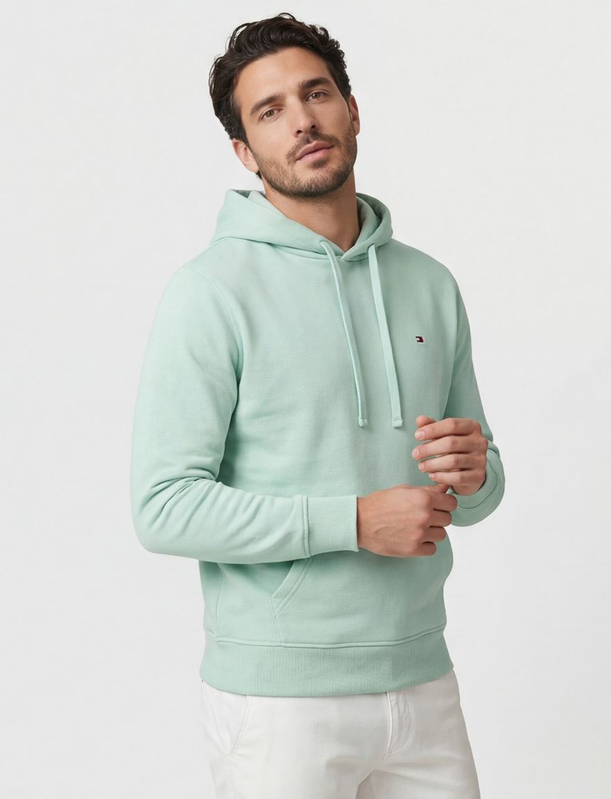 Tommy Hilfiger mintgroene heren hoodie met buidelzak