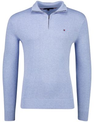 Tommy Hilfiger Lichtblauwe half zip trui Tommy Hilfiger katoen
