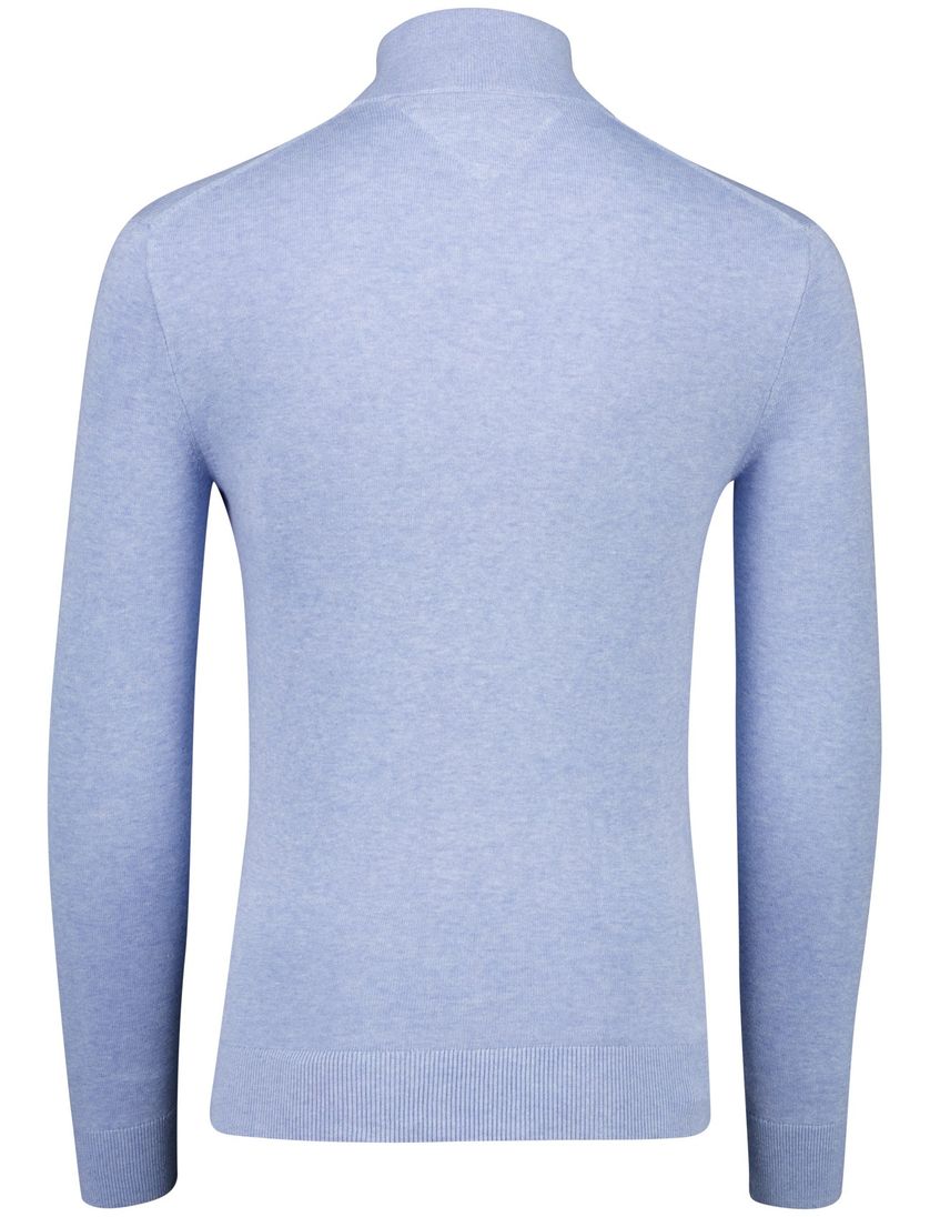 Lichtblauwe half zip trui Tommy Hilfiger katoen