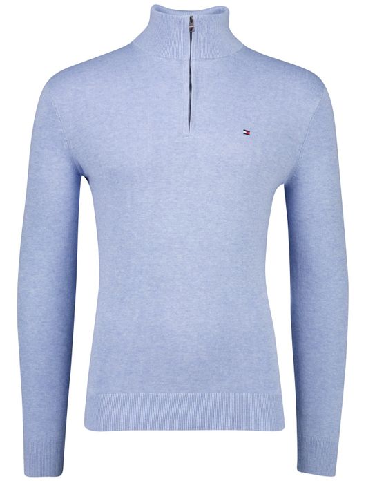 Tommy Hilfiger half zip trui lichtblauw gemeleerd