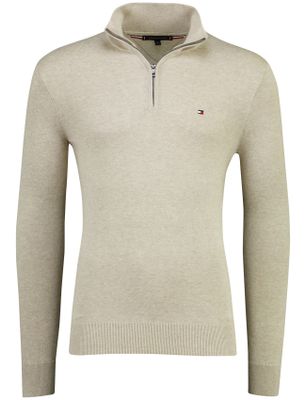 Tommy Hilfiger beige gemêleerd trui Tommy Hilfiger half-zip 100% katoen