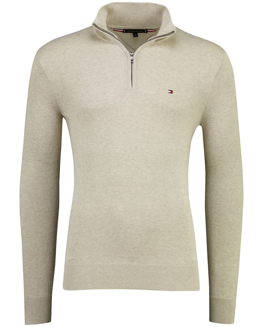 trui half-zip Tommy Hilfiger beige gemêleerd