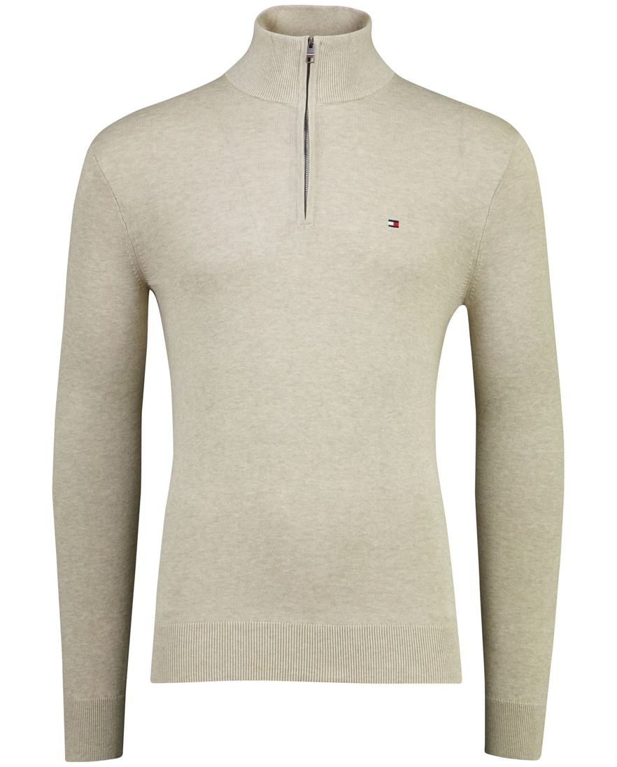trui half-zip Tommy Hilfiger beige gemêleerd
