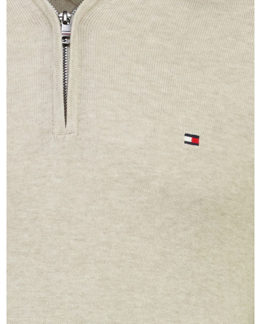 trui half-zip Tommy Hilfiger beige gemêleerd
