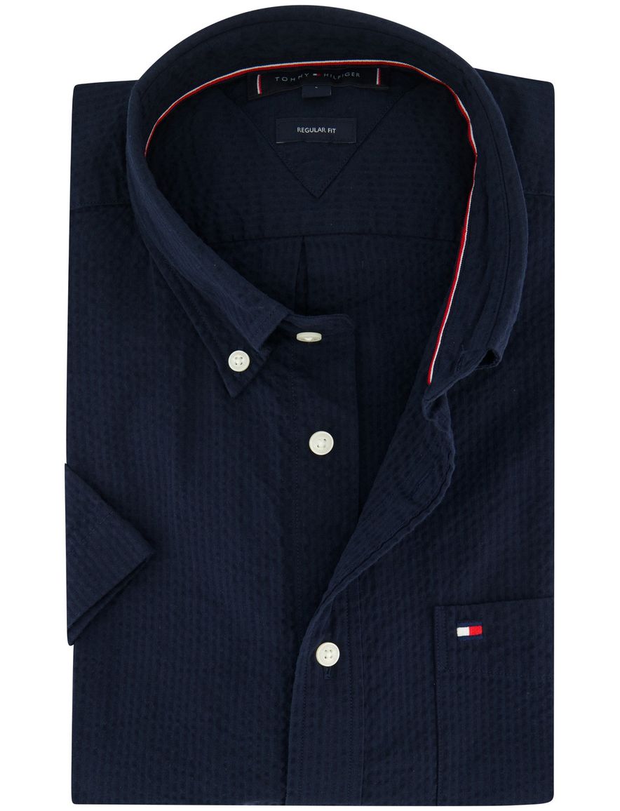 Tommy Hilfiger overhemd korte mouw donkerblauw
